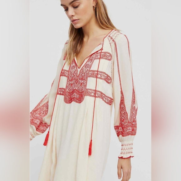 Free People wind willow mini cashmere cream dress S - Picture 6 of 10